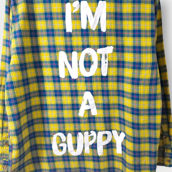SOLDDisney Cakeworthy Yellow Flannel Shirt Flounder "Guppy" Little Mermaid Sz XL - Picture 2 of 12